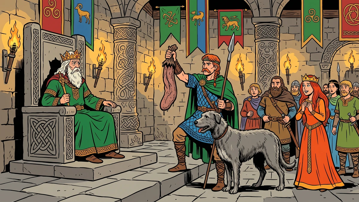 The triumphant hero presenting proof of victory before the king's court