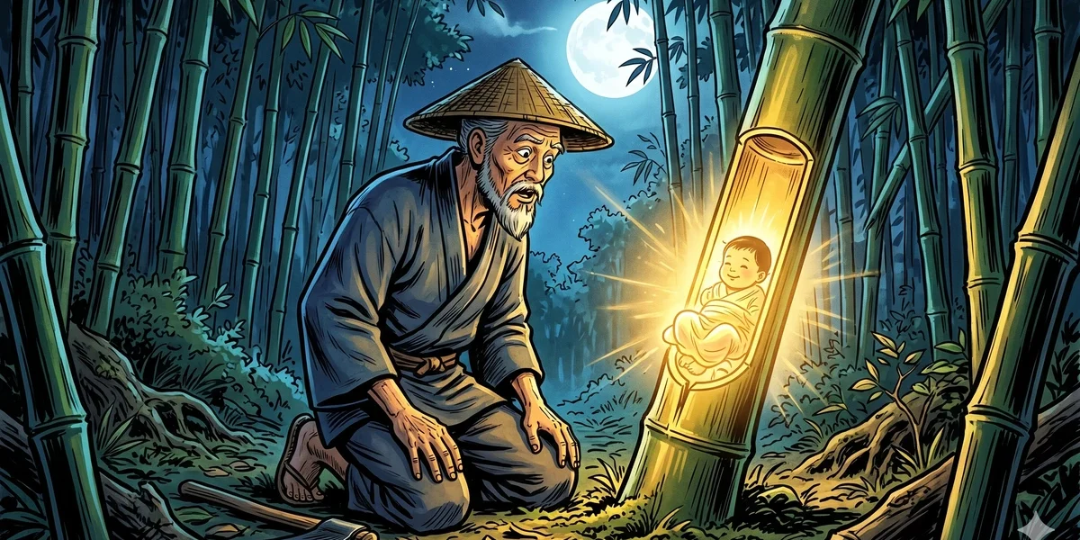 The Bamboo-Cutter And The Moon-Child - Cover - Amar Chitra Katha Style