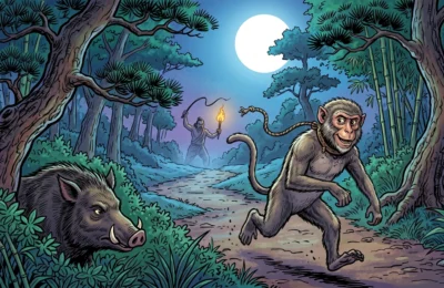 The Sagacious Monkey And The Boar