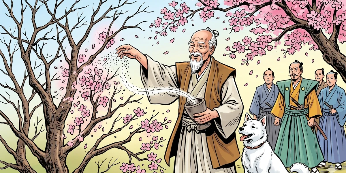 The Story Of The Old Man Who Made Withered Trees To Flower - Cover - Amar Chitra Katha Style