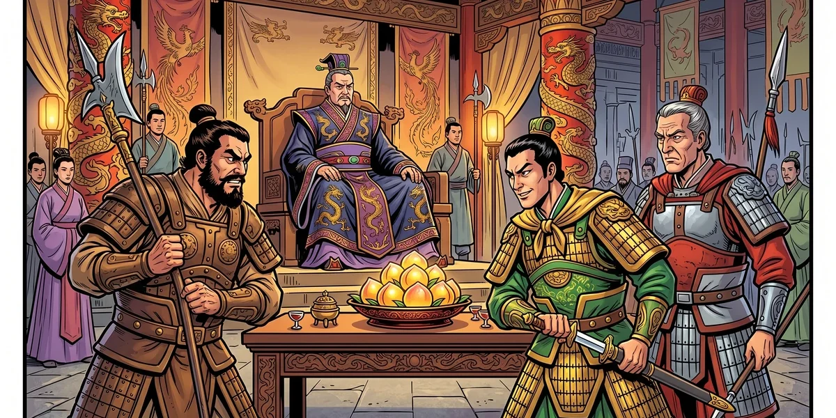 How Three Heroes Came By Their Deaths Because Of Two Peaches - Cover - Amar Chitra Katha Style