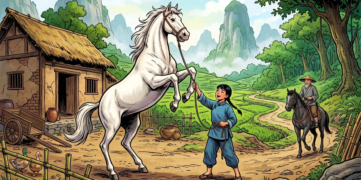 The Girl With The Horse's Head Or The Silkworm Goddess - Cover - Amar Chitra Katha Style