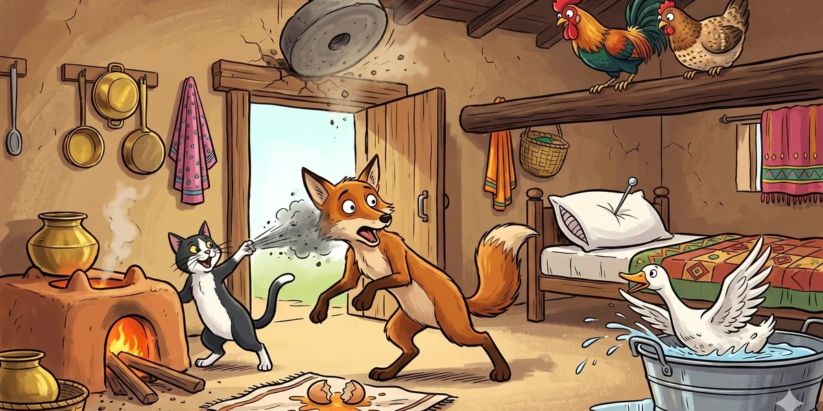 2. How Chanticleer And Partlet Went To Visit Mr Korbes - Cover - Amar Chitra Katha Style