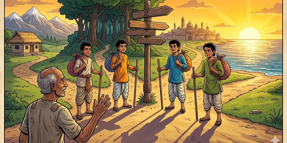 The Four Clever Brothers - Cover - Amar Chitra Katha Style