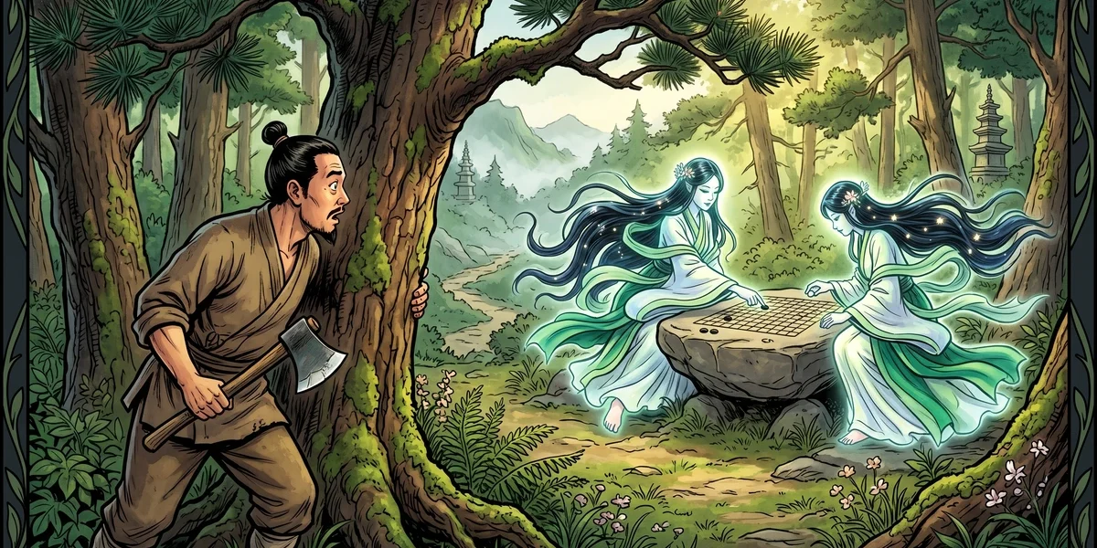 The Woodman And The Mountain Fairies - Cover - Amar Chitra Katha Style