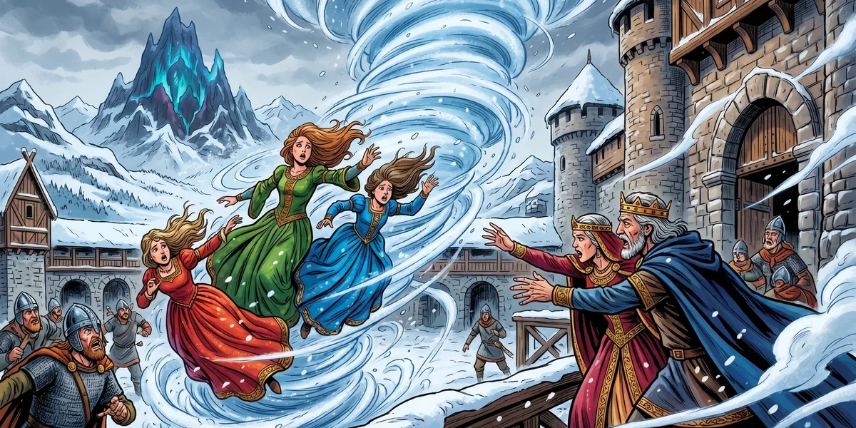 The Three Princesses In The Blue Mountain - Cover - Amar Chitra Katha Style