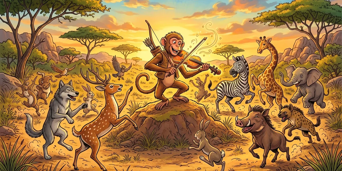 The Monkey’s Fiddle - Cover - Amar Chitra Katha Style