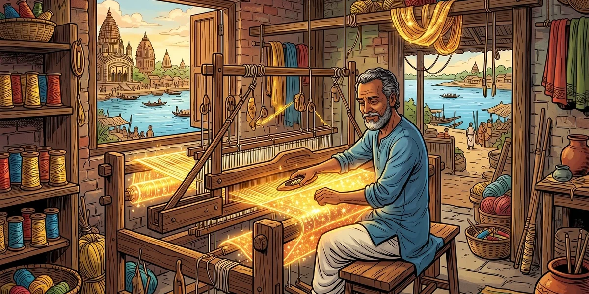 The Weaver's Enchanted Cloth - Cover - Amar Chitra Katha Style