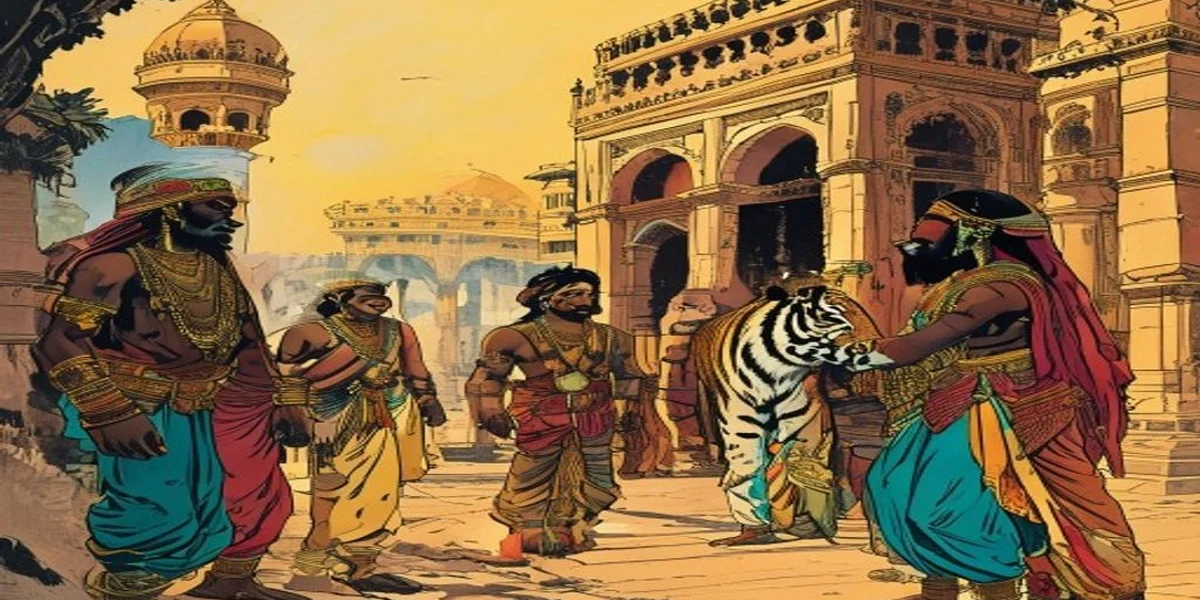 The Donkey in the Tiger’s Skin: A Panchatantra Tale of Deception Undone - Cover - Amar Chitra Katha Style