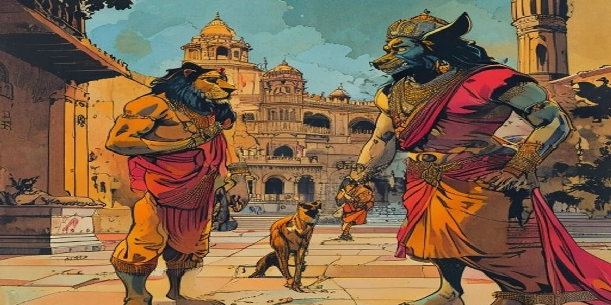 The Lion and the Clever Jackal - Cover - Amar Chitra Katha Style