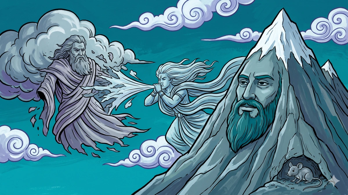 The Hermit and the Mouse — the cosmic chain: Cloud, Wind, Mountain, and the small mouse who is more powerful than all of them