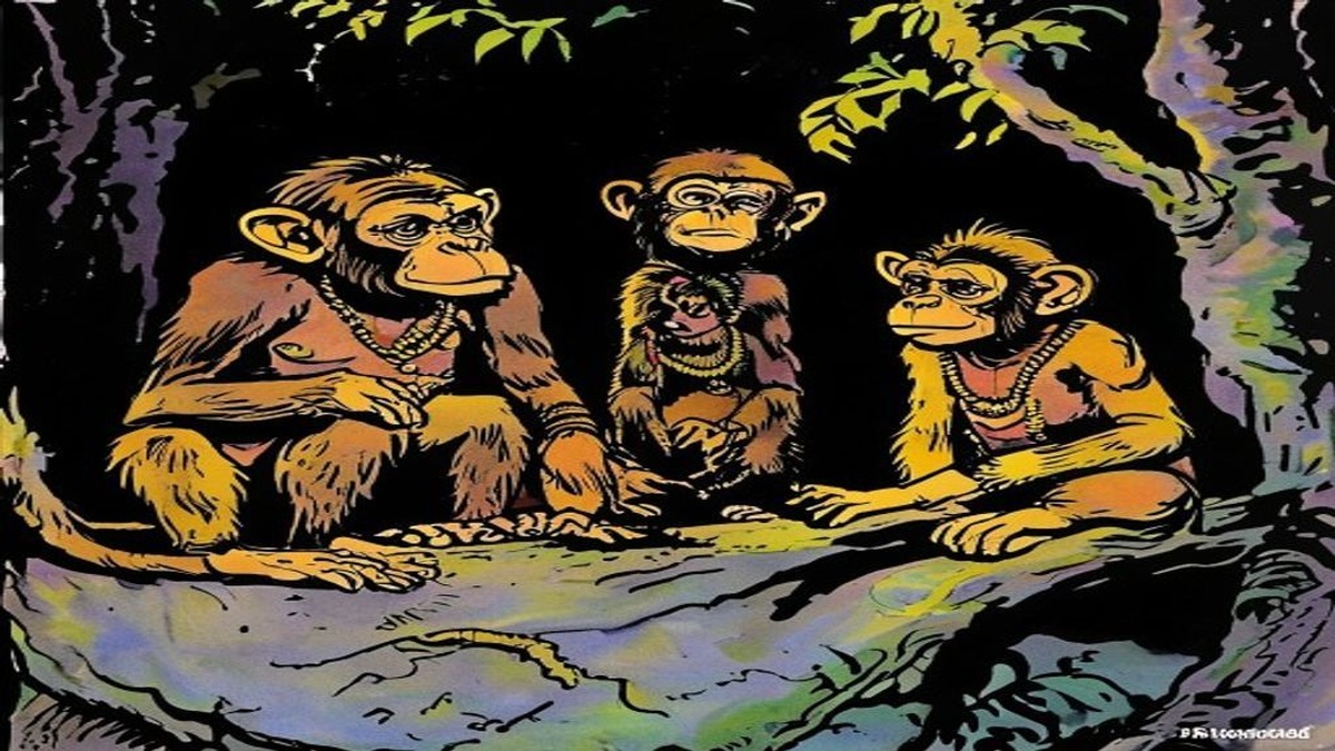 The monkeys sit stiff and cold in the grey morning light as the firefly has long departed, the night having proved the bird entirely correct