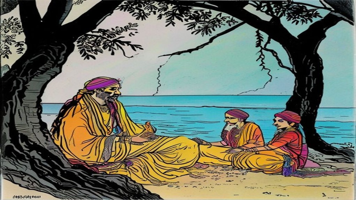 A pair of ruddy chakravaka birds tend their nest of eggs near the shore while the vast sea moves behind them