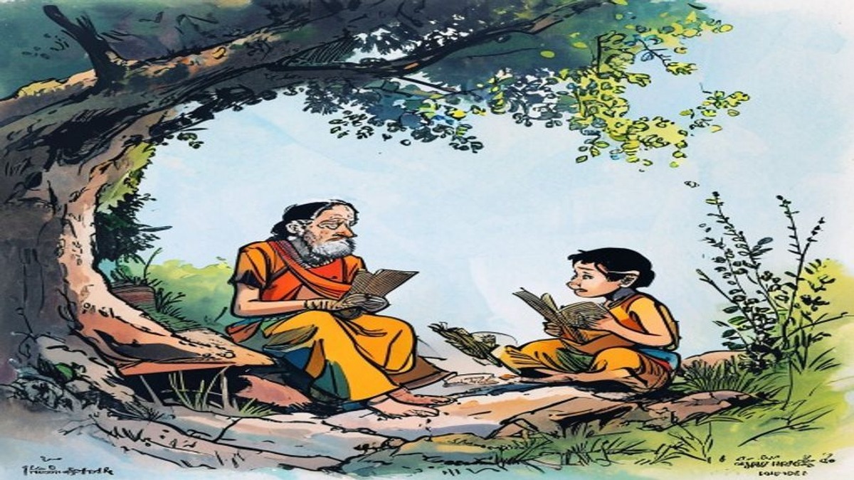 The monkey tears apart the woven nest with powerful hands while the bird flees to a distant branch