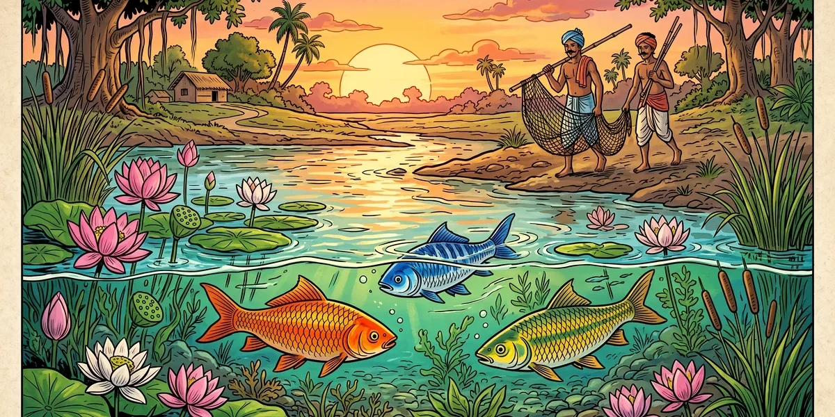 The Tale of Three Fishes - Cover - Amar Chitra Katha Style