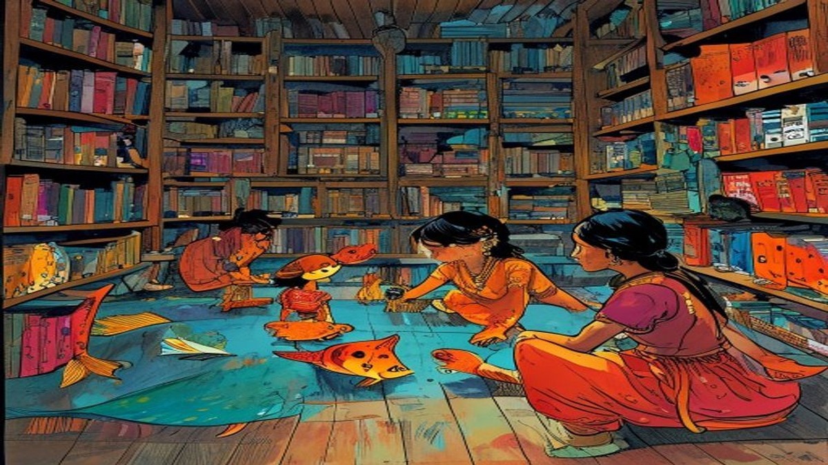 A teacher points to three positions on a diagram representing the three fish while students listen — the three responses to foreseeable danger made explicit