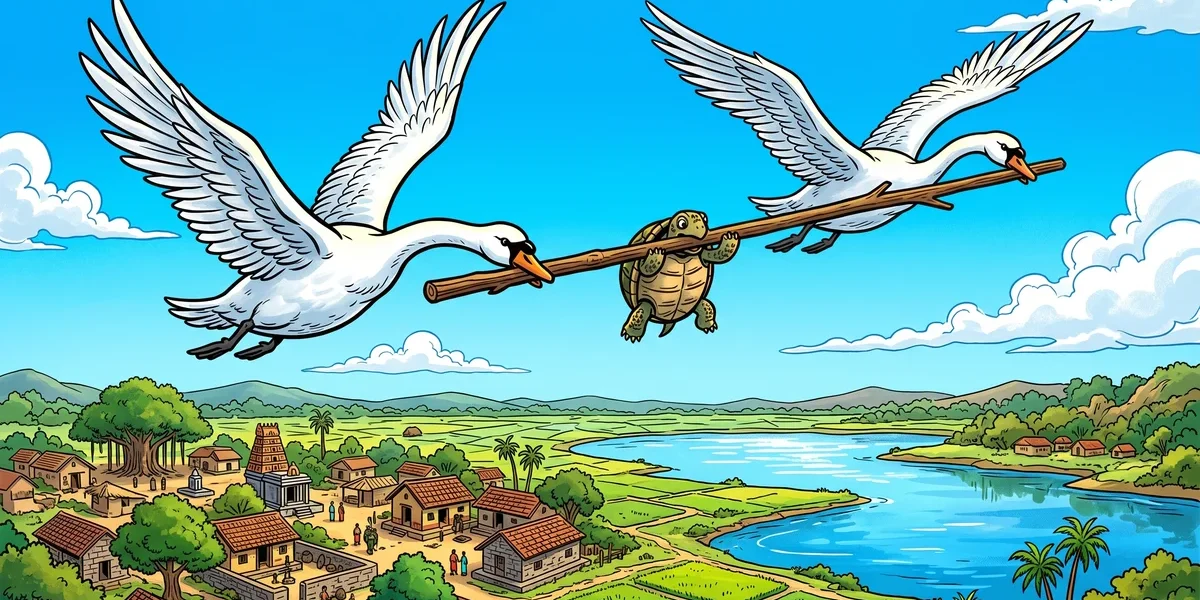 The Turtle that fell off the Stick - Cover - Amar Chitra Katha Style