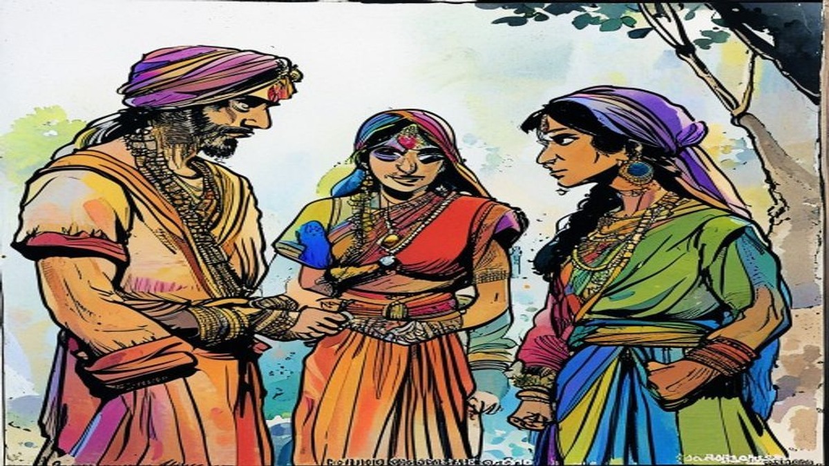 Shandili rushes to gather the sesame seeds as rain falls, but in her haste and mental distraction her actions scatter and ruin the seeds she meant to protect