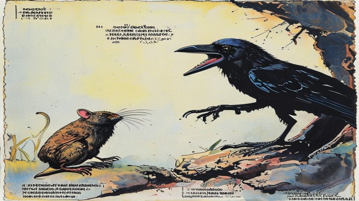 Crow and rat move through a landscape together as genuine companions, the ease of their shared movement conveying the solidity of an alliance that has been tested and survived