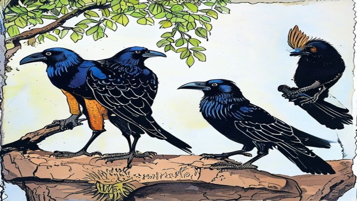 Crow and rat at rest together, their proximity conveying the comfort of genuine alliance, while in the background the landscape suggests the complexity of the world they navigate together