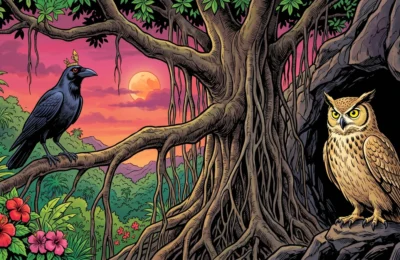 The Story of the Enmity Between Crows and Owls