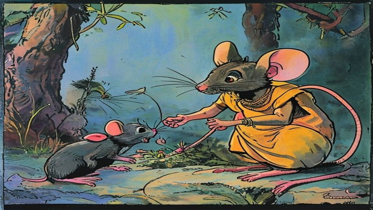 The two mice together in the hermitage grounds, settled in the easy rightness of beings returned to their correct form, the holy man watching from a respectful distance with the peace of someone who has done the right thing