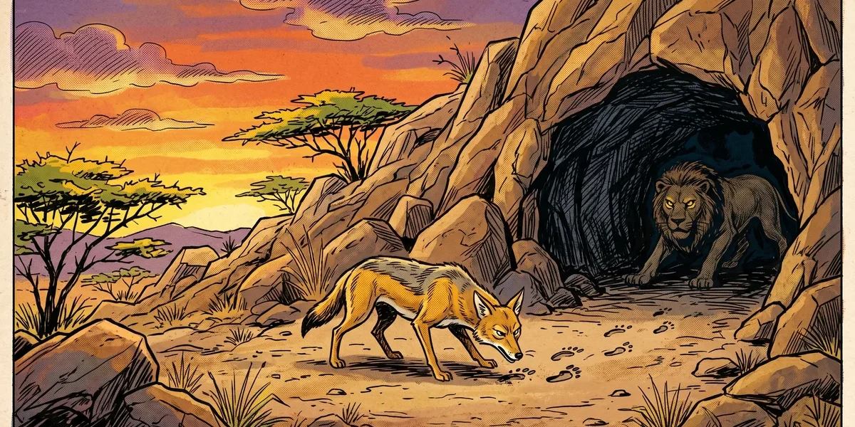 The Story of the Lion, the Jackal and the Cave - Cover - Amar Chitra Katha Style