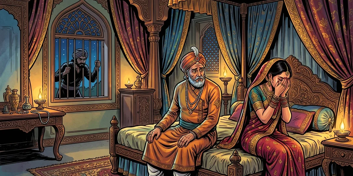 The Story of the Old Merchant, His Young Wife and the Thief - Cover - Amar Chitra Katha Style