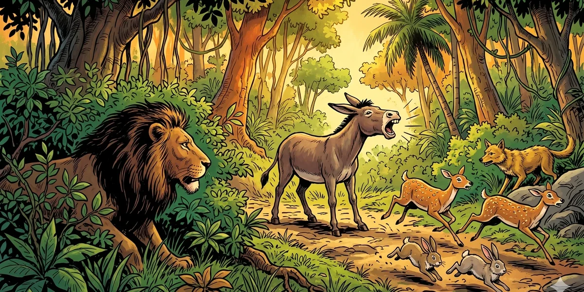 The Story of the Lion and the Donkey - Cover - Amar Chitra Katha Style