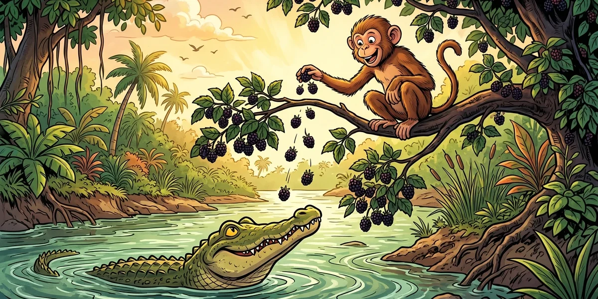 The Croc and The Monkey - Cover - Amar Chitra Katha Style