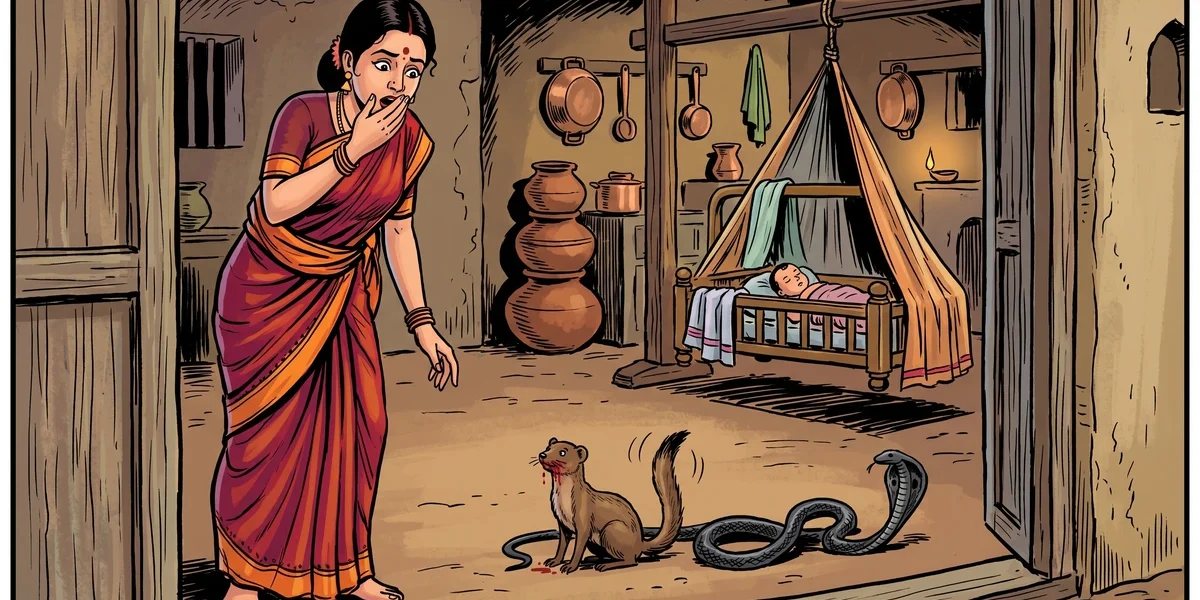 The Story of the Brahmin's Wife and the Mongoose - Cover - Amar Chitra Katha Style
