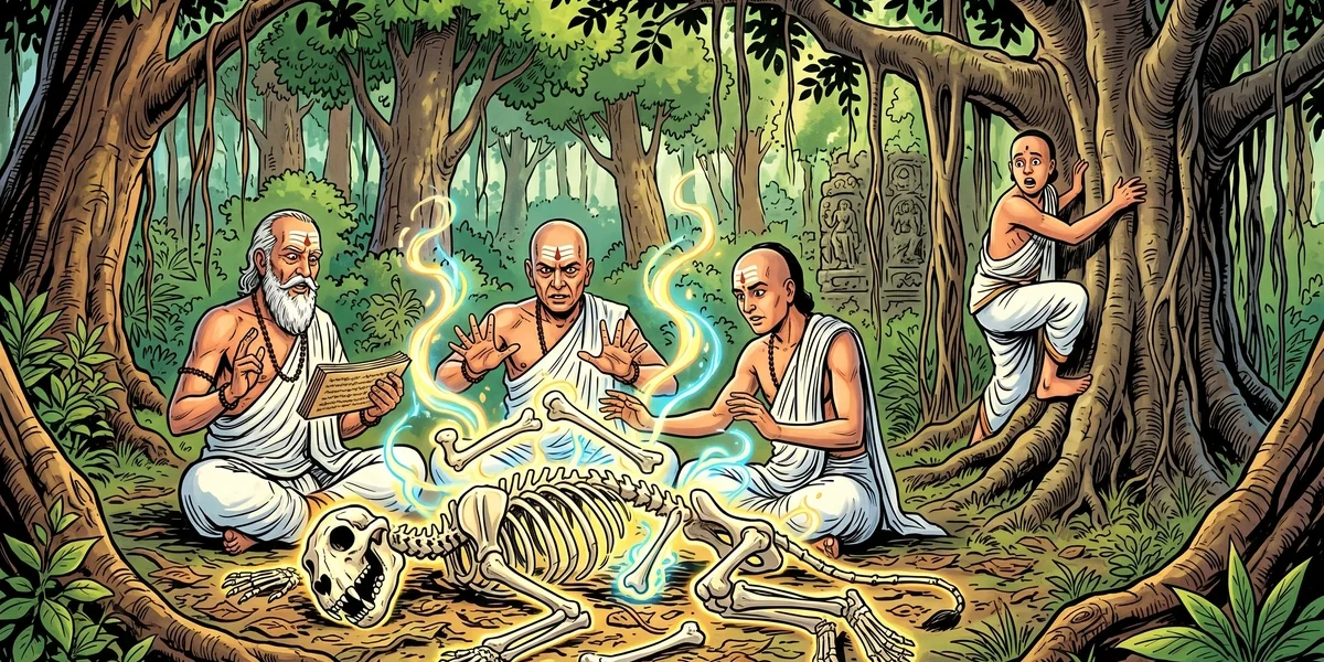 The Story of the Brahmins Who Put Life Into the Lion - Cover - Amar Chitra Katha Style