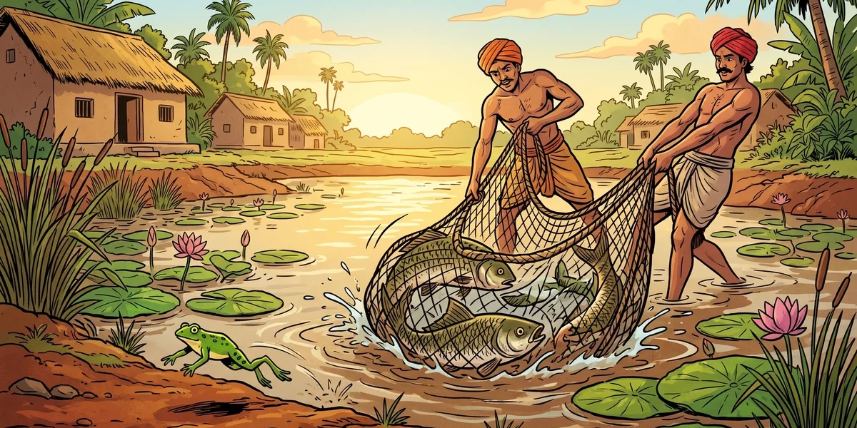 The Story of Two Fishes and the Frog - Cover - Amar Chitra Katha Style
