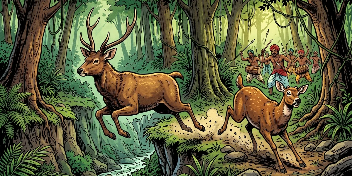Lakkhana-Jataka: The Two Stags - Cover - Amar Chitra Katha Style