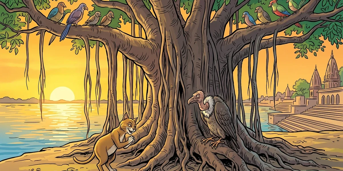 The Story of the Vulture, the Cat, and the Birds - Cover - Amar Chitra Katha Style