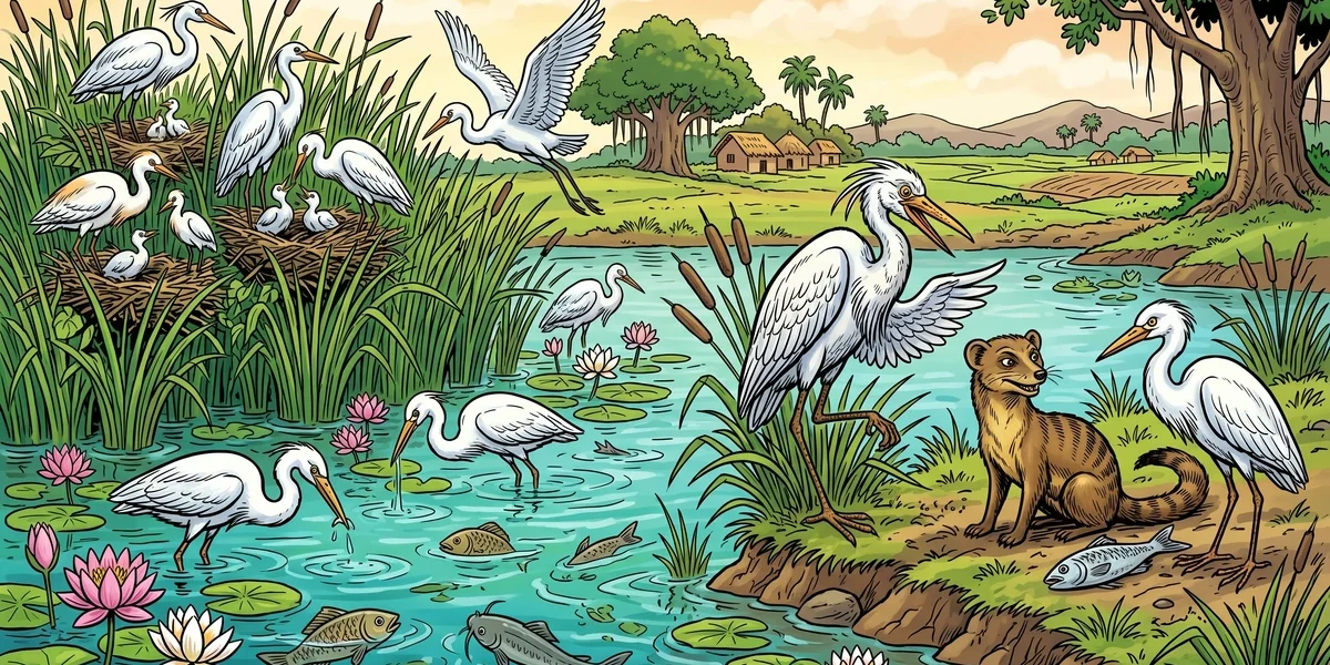 The Story of the Herons and the Mongoose - Cover - Amar Chitra Katha Style