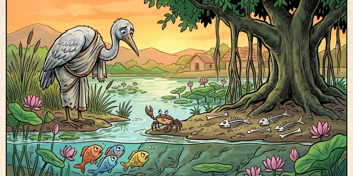The Story of the Crane and the Crab - Cover - Amar Chitra Katha Style