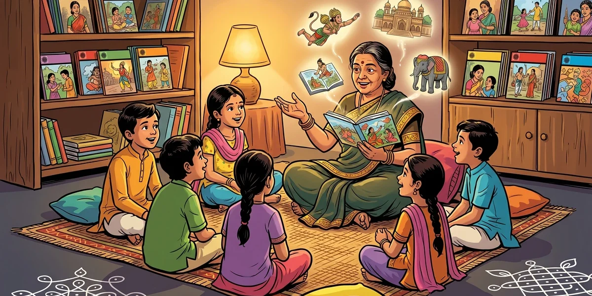 A Story Weaver By Chance Meet Vani Balaraman Of Cuddles And Reads - Cover - Amar Chitra Katha Style