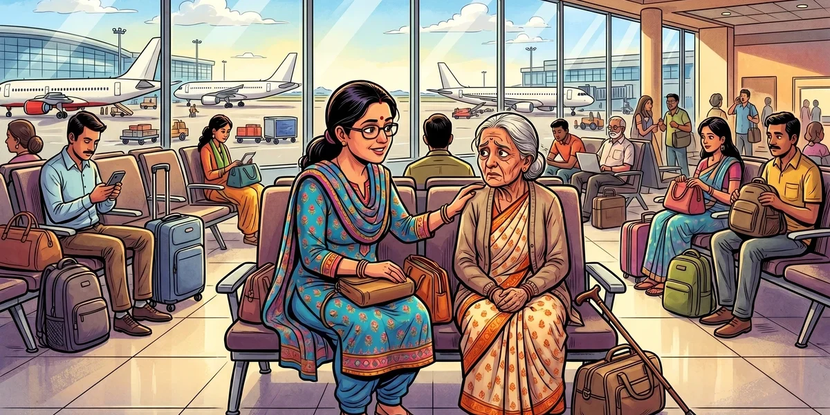 At The Airport Lounge - Cover - Amar Chitra Katha Style