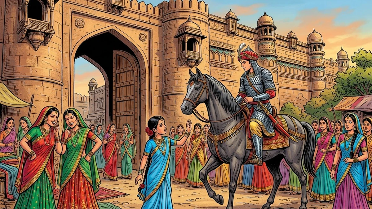 Raja Rasalu rescues the cricket from the burning forest