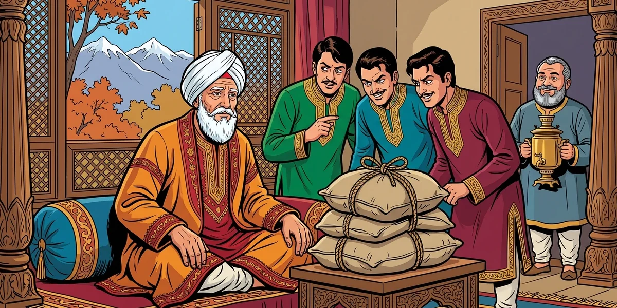 How the Wicked Sons Were Duped — Kashmiri Pandit father with four canvas bags ACK style cover