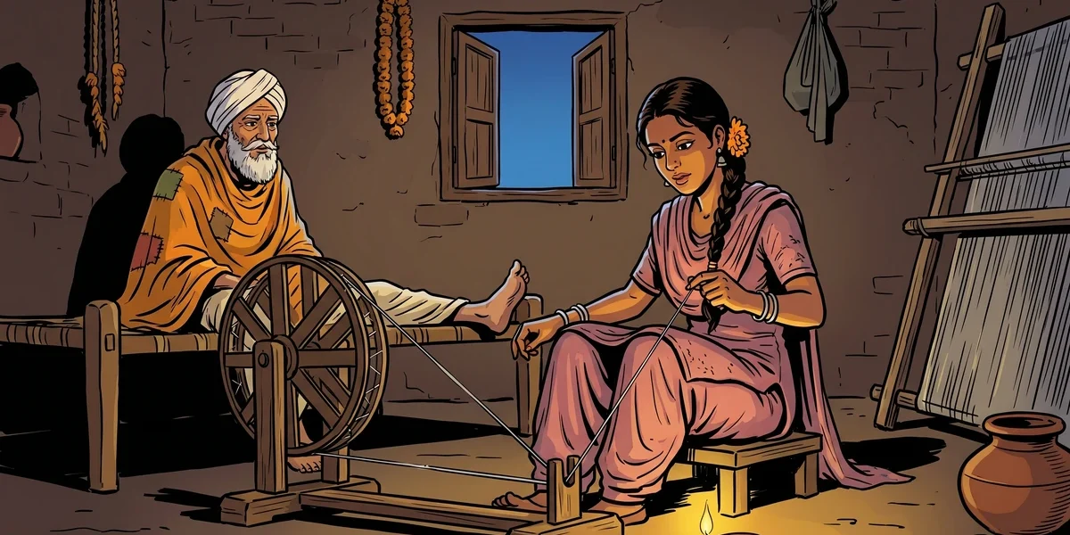 Kupti and Imani — Imani spinning by the fakir's hut, ACK style