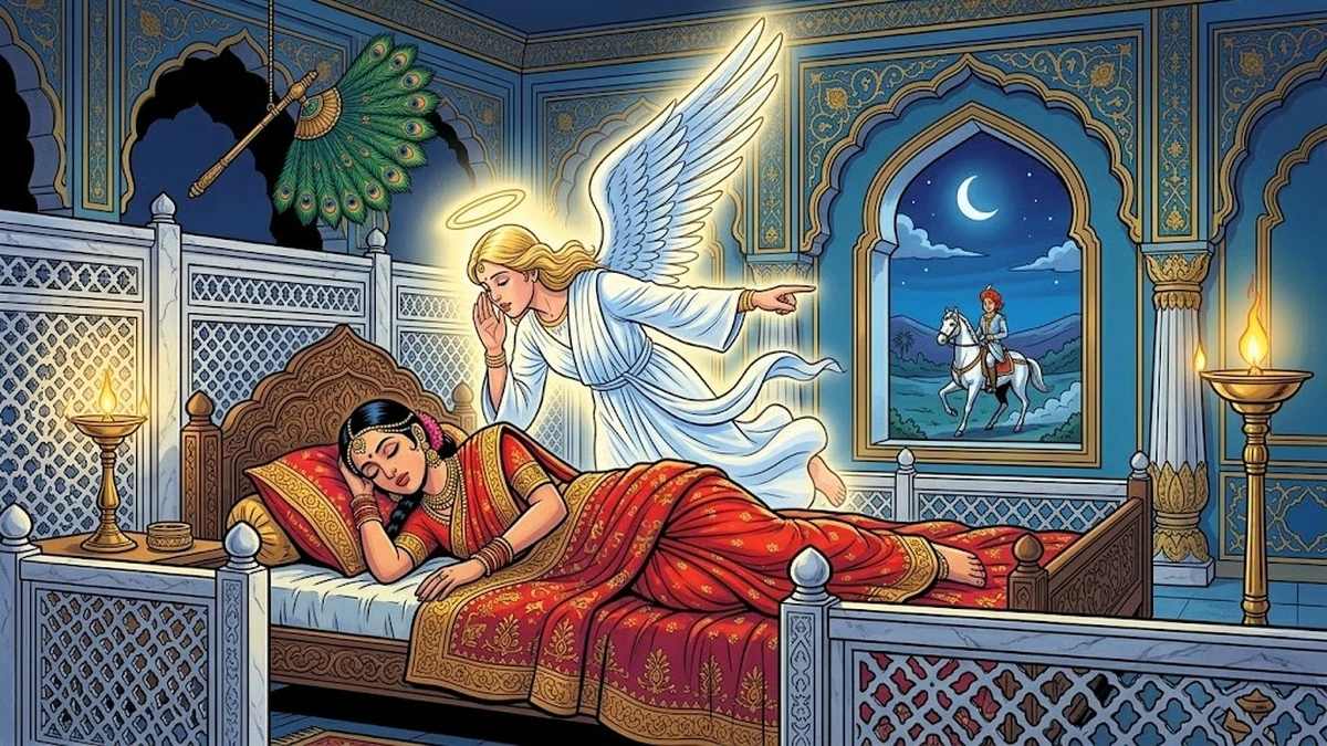 Beat I — angel commands Lailí to marry Prince Majnún in a dream, ACK style