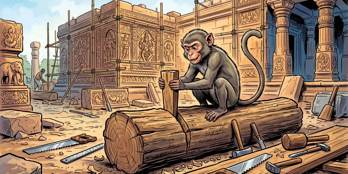 Panchatantra Story – The Monkey and The Wedge – For Children Retold for Modern Readers - Cover - Amar Chitra Katha Style