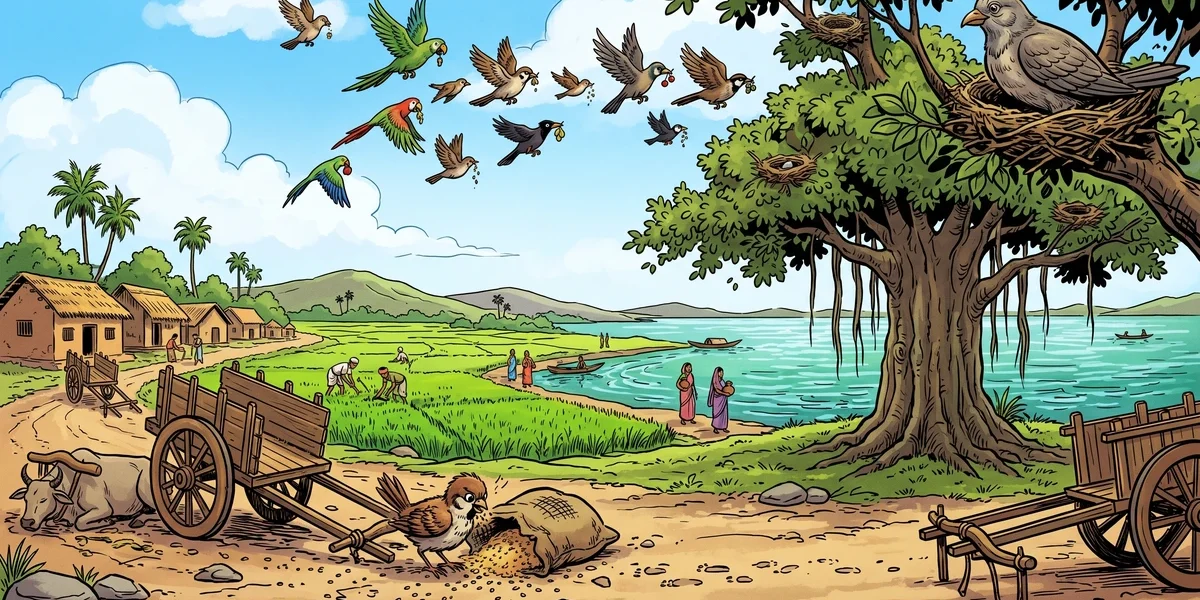 The Young Greedy Bird – A Panchatantra Tale from India Retold for Modern Readers - Cover - Amar Chitra Katha Style