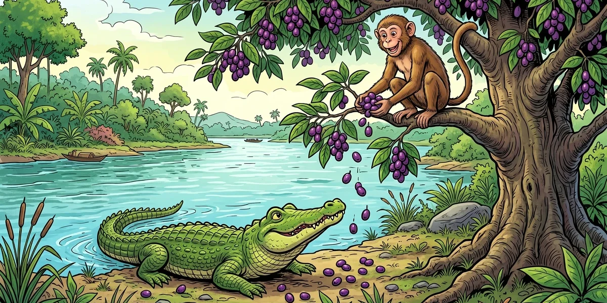 Panchatantra The Monkey And The Crocodile - Cover - Amar Chitra Katha Style