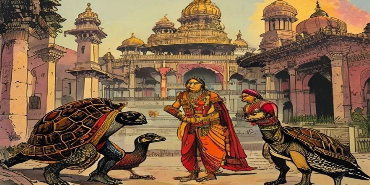 Panchatantra Tale of The Tortoise and The Geese Retold for Modern Readers - Cover - Amar Chitra Katha Style