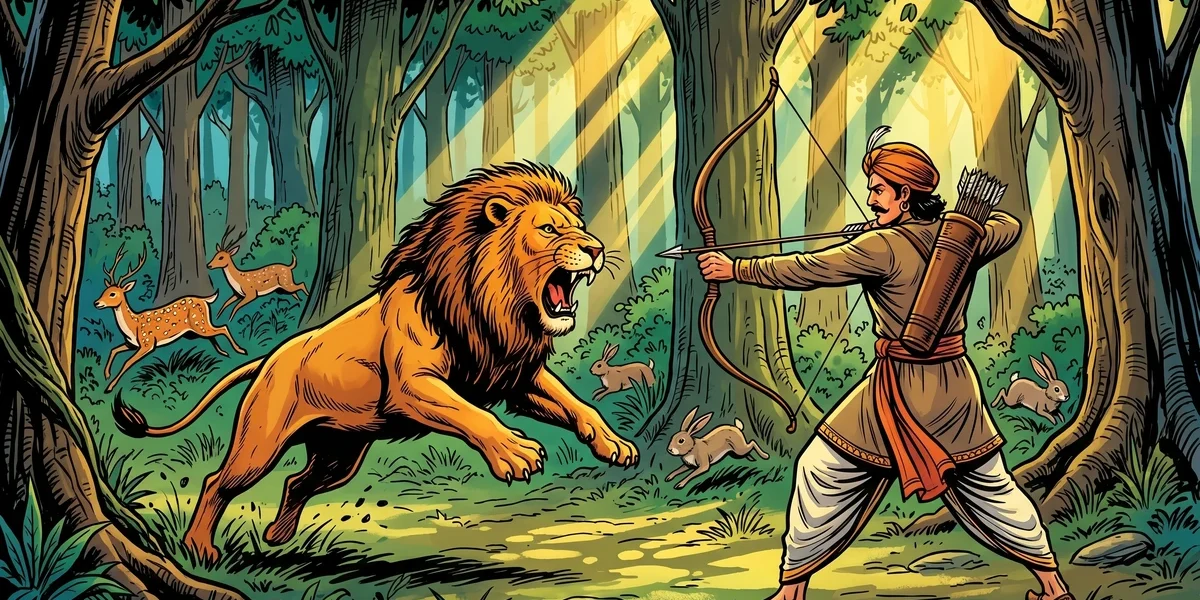 The Bowman And The Lion - Cover - Amar Chitra Katha Style