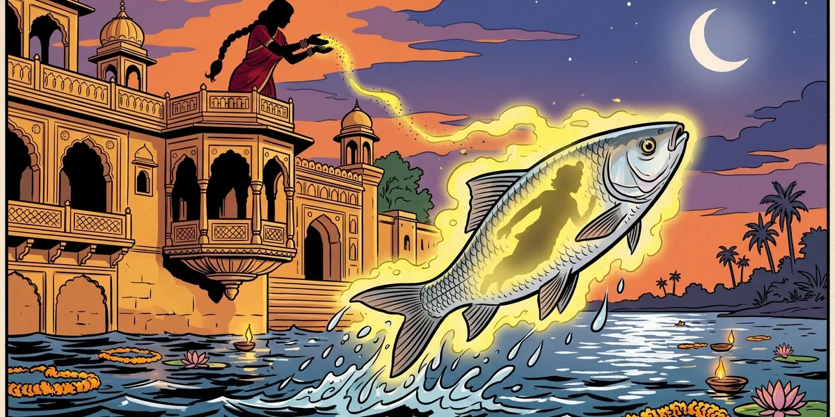 The Fish Prince Athon-Rajah Indian folk tale cover illustration