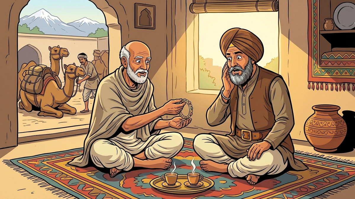 Wali Dad entrusting gold bracelet to merchant, ACK style